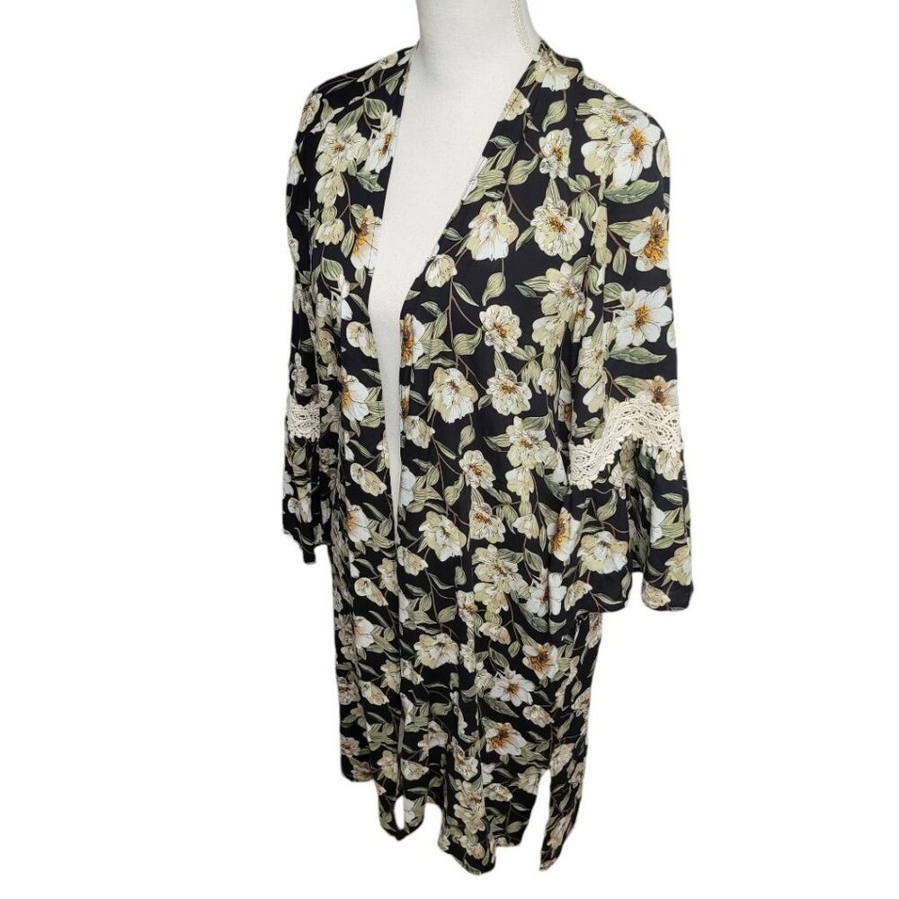 Jade by Jane Duster 3 Quarter Bell Sleeve‎ Floral Lace Womens XL Lightweight